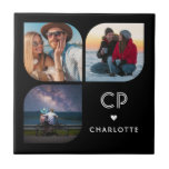 Azulejo Monograma 3 Foto Moderno de moda Simple<br><div class="desc">Monograma Nombre 3 Foto Moderno de moda Simple Tile decorativo cuenta con tres de tus fotos favoritas con tu nombre personalizado y monograma en elegante escritura negra. Personalice editando el texto en los cuadros de texto proporcionados. Perfecto para cumpleaños, Navidades, Día de la Madre, duchas para bebés, duchas de novias,...</div>