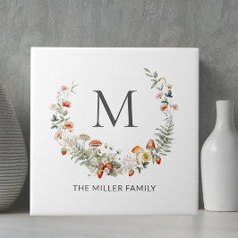 Azulejo Monograma acuarela sinusal Floral Botánica