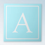 Azulejo Monograma azul cielo simple<br><div class="desc">¡Gracias por tu compra!</div>