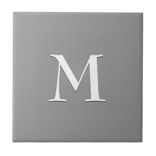 Azulejo Monograma blanco gris moderno simple