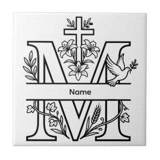 Azulejo Monograma cristiano M personalizable