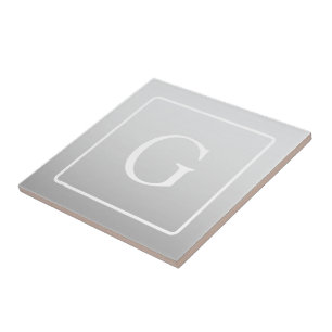 Azulejo Monograma de apellido con sutil gradiente gris cla