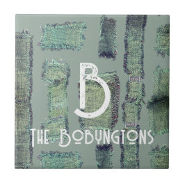 Azulejo Monograma de color verde oliva pastel abstracto mo