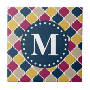 Azulejo Monograma de entramado marroquí de la marina de Fu