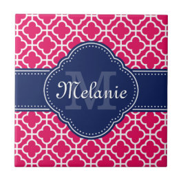 Azulejo Monograma de la marina de patrón marroquí rosa fra