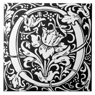 Azulejo Monograma de letra O Art Nouveau de William Morris