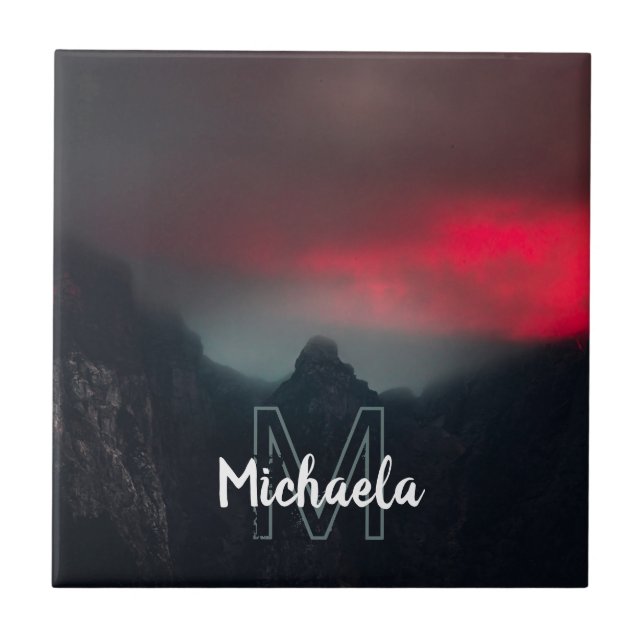 Azulejo Monograma de nubes, niebla y montañas quemadas (Frente)