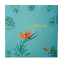 Monograma de palma verde azul tropical Verde azula