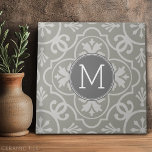 Azulejo Monograma de Personalizado de patrones de mosaico<br><div class="desc">Un diseño popular con colores neutros y un área para añadir sus monogramas o nombres. Colores y patrones de moda para tu hogar. Si necesita ajustar las iniciales,  haga clic en el botón personalizar y realice cambios.</div>