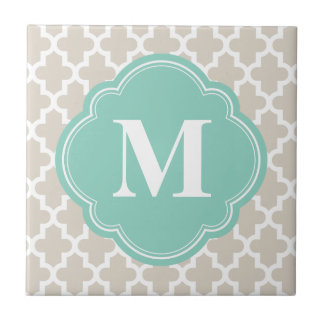 Azulejo Monograma de Personalizado marroquí moderno Linen 