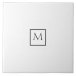 Azulejo Monograma de Rectángulo Minimalista monocromo<br><div class="desc">Monograma elegante. Fondo negro de Guay. Insertar nombre,  dirección,  teléfono,  sitio web y correo electrónico</div>