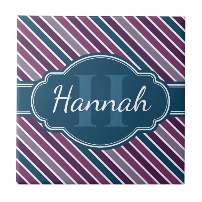 Azulejo Monograma del patrón de banda negrita Verde azulad (Frente)