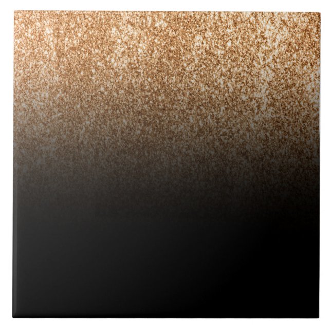 Azulejo Monograma del Purpurina negro y dorado (Frente)