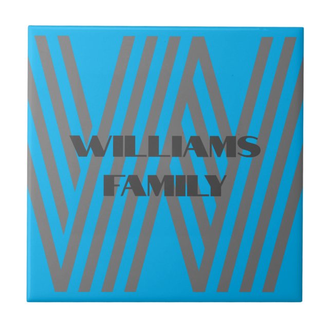 Azulejo monograma familiar inicial Tile cerámico (Frente)