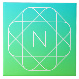 Azulejo Monograma geométrico de Guay Ombre verde azul y