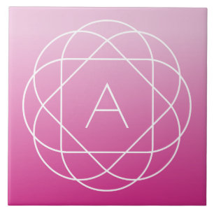 Azulejo Monograma geométrico floral Ómbre sombreado rosa