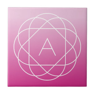 Azulejo Monograma geométrico floral Ómbre sombreado rosa