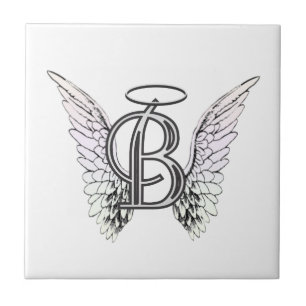 Azulejo Monograma inicial de la letra B con las alas y