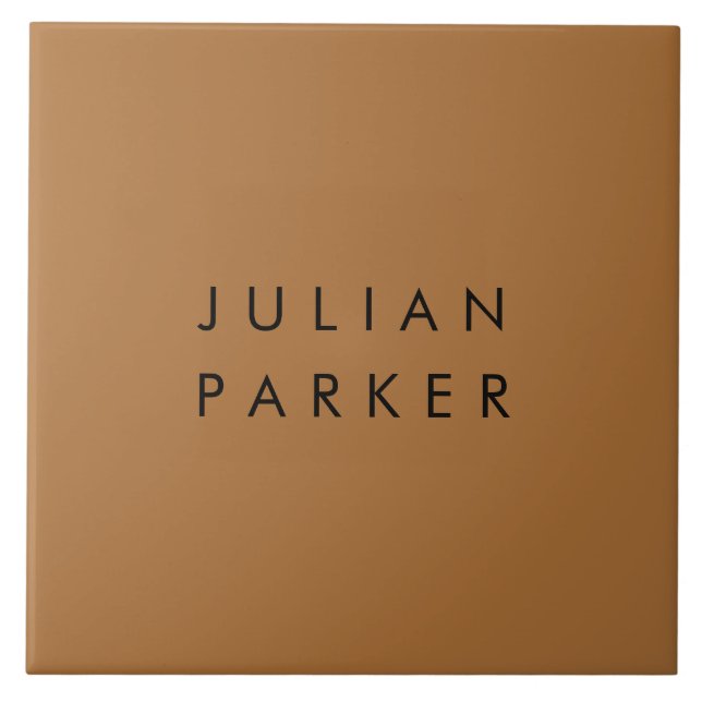 Azulejo Monograma marrón minimalista negro (Frente)