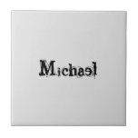 Azulejo Monograma minimalista moderno con nombre gris negr<br><div class="desc">Monograma moderno minimalista llamado gris negro. Nombre personalizado personalizable en negro sobre un color gris.</div>