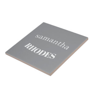 Azulejo Monograma minimalista personalizado gris