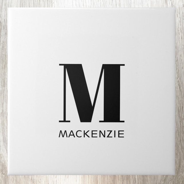 Azulejo Monograma Nombre inicial simple (Simple monogram initial name personalized ceramic tile)