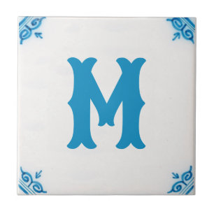 Azulejo monograma personalizado Blue Delft Tile