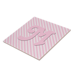 Azulejo Monograma personalizado Diagonal Blossom Rosa Raya