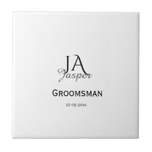 Azulejo Monograma personalizado padrino mejor hombre nombr