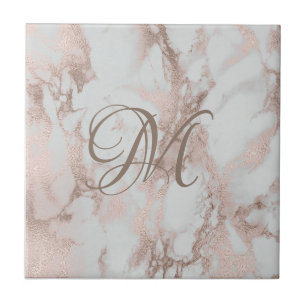Azulejo Monograma Rosa Oro Tile Cerámico