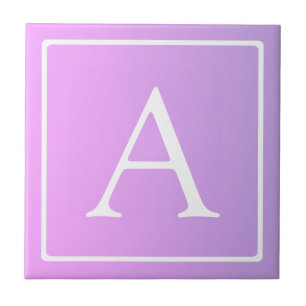 Azulejo Monograma Simple Ómbre Sutil Rosa/Púrpura