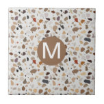 Azulejo Monograma Terrazzo Aspecto moderno de piedra<br><div class="desc">Este diseño se puede personalizar eligiendo la opción personalizar para añadir texto o realizar otros cambios. Si este producto tiene la opción de transferir el diseño a otro artículo, asegúrese de ajustar el diseño para que se ajuste si es necesario. Contáctame en colorflowcreations@gmail.com si deseas tener este diseño en otro...</div>