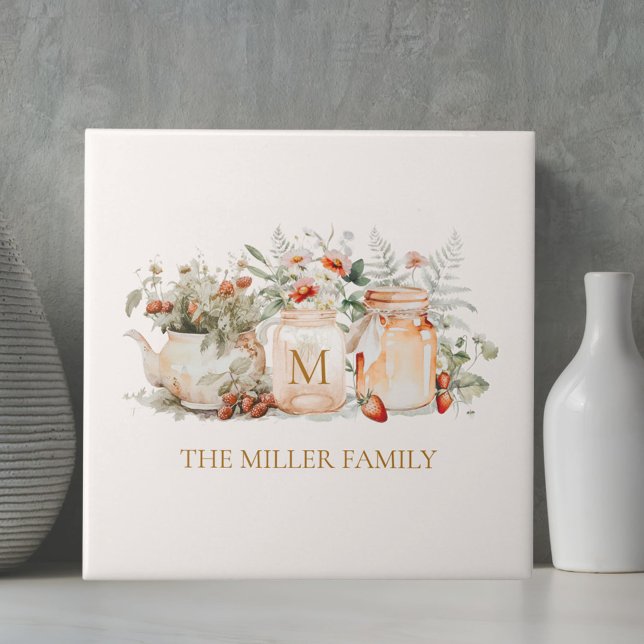 Azulejo Monogrammed Forest Floral Botanical Family Name (In situ)