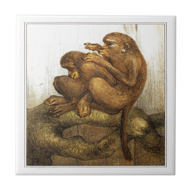 Azulejo Monos Arte victoriano holandés (Frente)