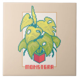 Azulejo Monstera Pixelart 