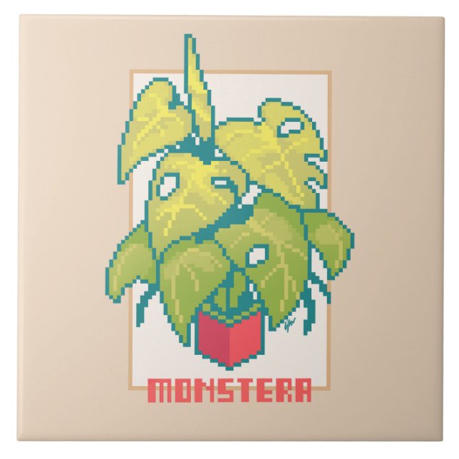 Azulejo Monstera Pixelart  (Frente)
