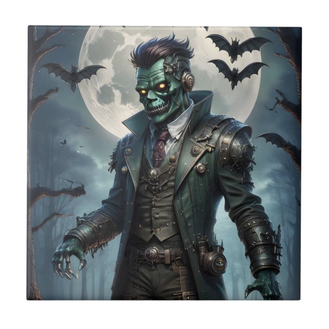 Azulejo Monstruo de Frankenstein Steampunk de Halloween (Frente)