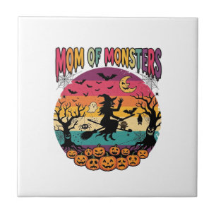 Azulejo Monstruos de Mamá Bruja de Halloween Calabazas Mur