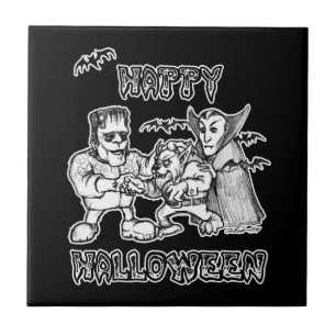 Azulejo Monstruos divertidos - Feliz Halloween