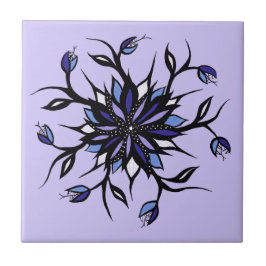 Azulejo Monstruos Y Dientes De Mandala Con Flores Góticas