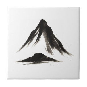 Azulejo Montaña Tranquila – Paisaje con Pincel de Tinta en