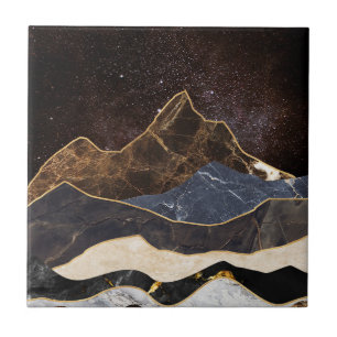 Azulejo Montañas de mármol abstractas bajo cielo estrellad