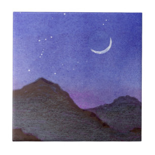 Azulejo Montañas de Orión y Luna Creciente