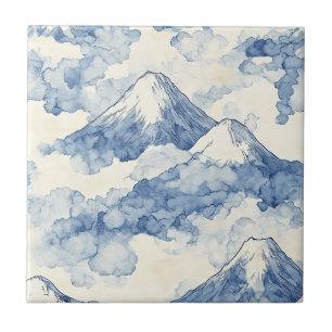 Azulejo Montañas nevadas azules equilibradas
