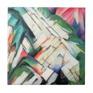 Azulejo Montañas (paisaje) de Franz Marc, arte antiguo