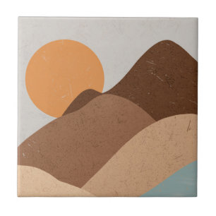 Azulejo Montañas solares del desierto Boho Terracotta Bisq