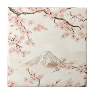 Azulejo Monte Fuji con Flores de Cerezo – Japonés (3)