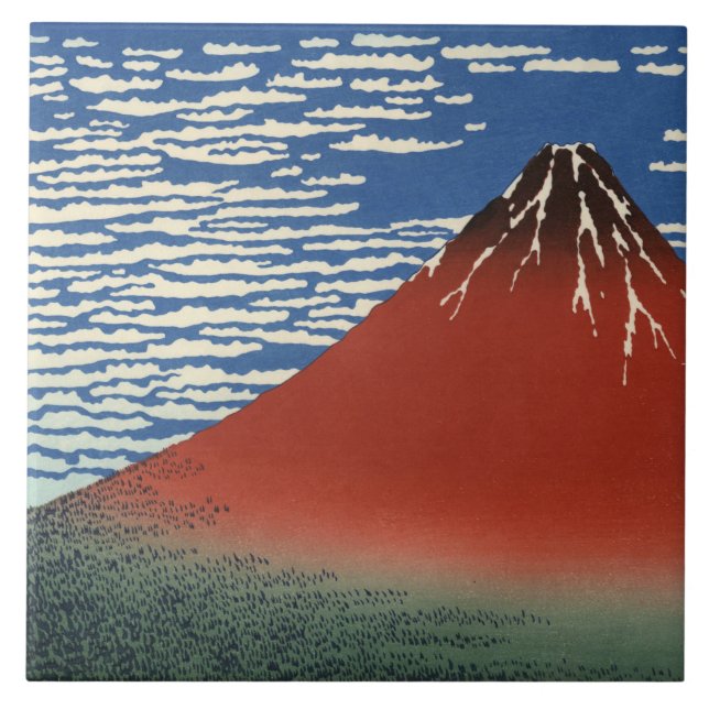 Azulejo Monte Fuji en clima transparente (Fuji rojo) (Hoku (Frente)