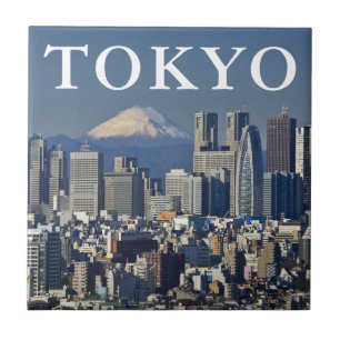 Azulejo Monte Fuji   panorama del distrito de Shinjuku Tok