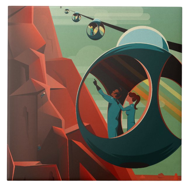 Azulejo Monte Olimpo de Marte Volcán más alto Sistema Sola (Frente)